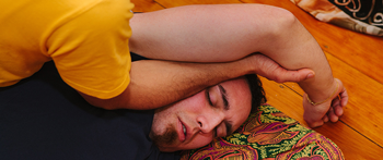 Person breathing during thai massage