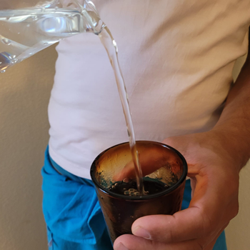 Water pour in a glass