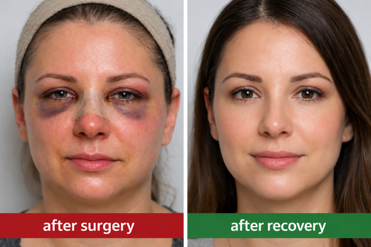 Rhinoplastyafter surgery and after recovery comparison