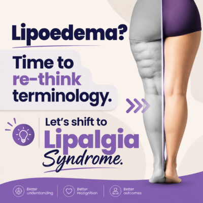 A picture that read: Lipoedema? Time to re-think terminology. Let's shift to Lipalgia Syndrome.