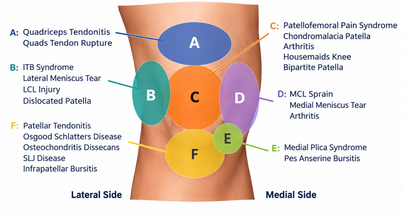Knee Pain Coburg Chart for different type of knee phatology